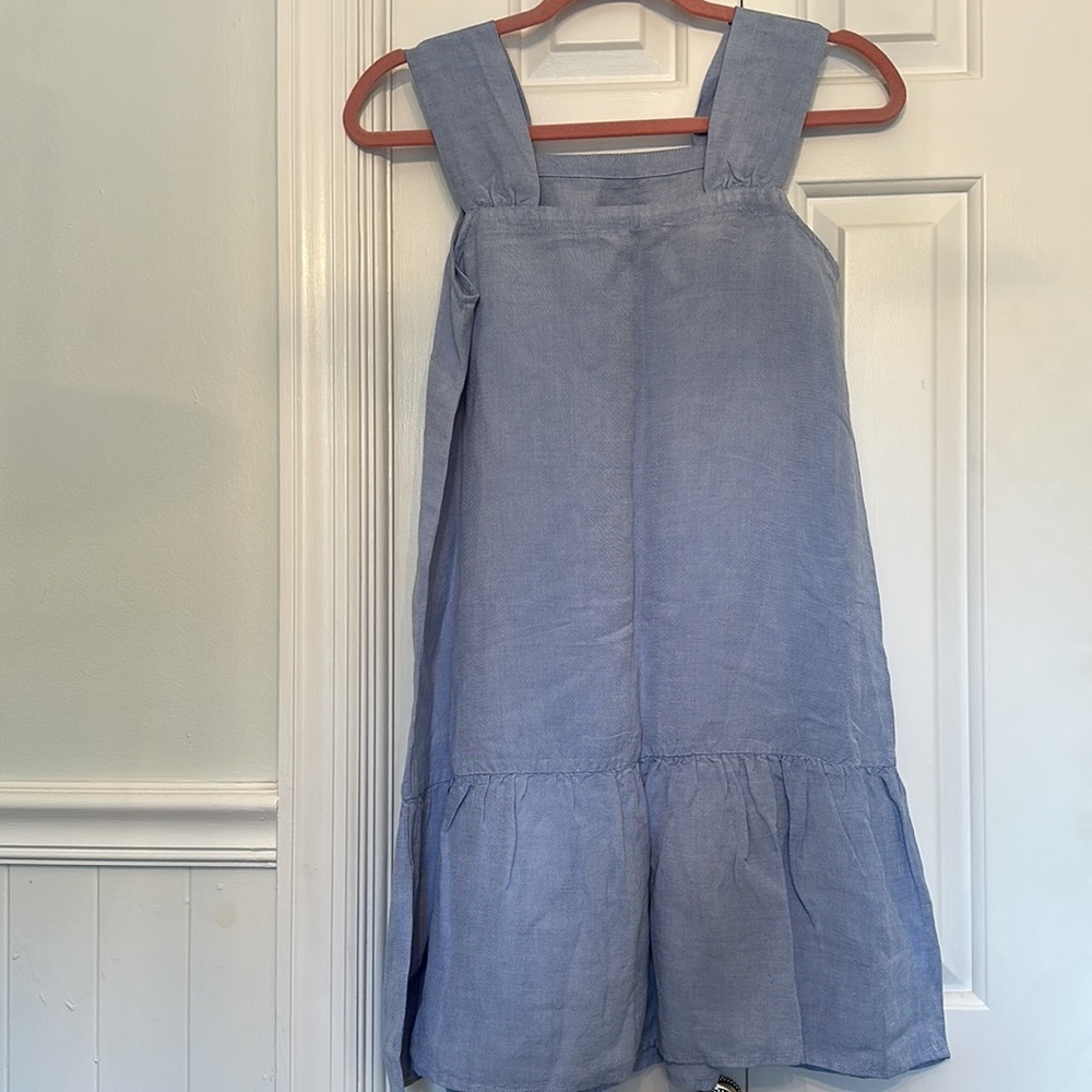 NWT LOFT Chambray Square Neck Flounce Dress - Picture 4 of 7